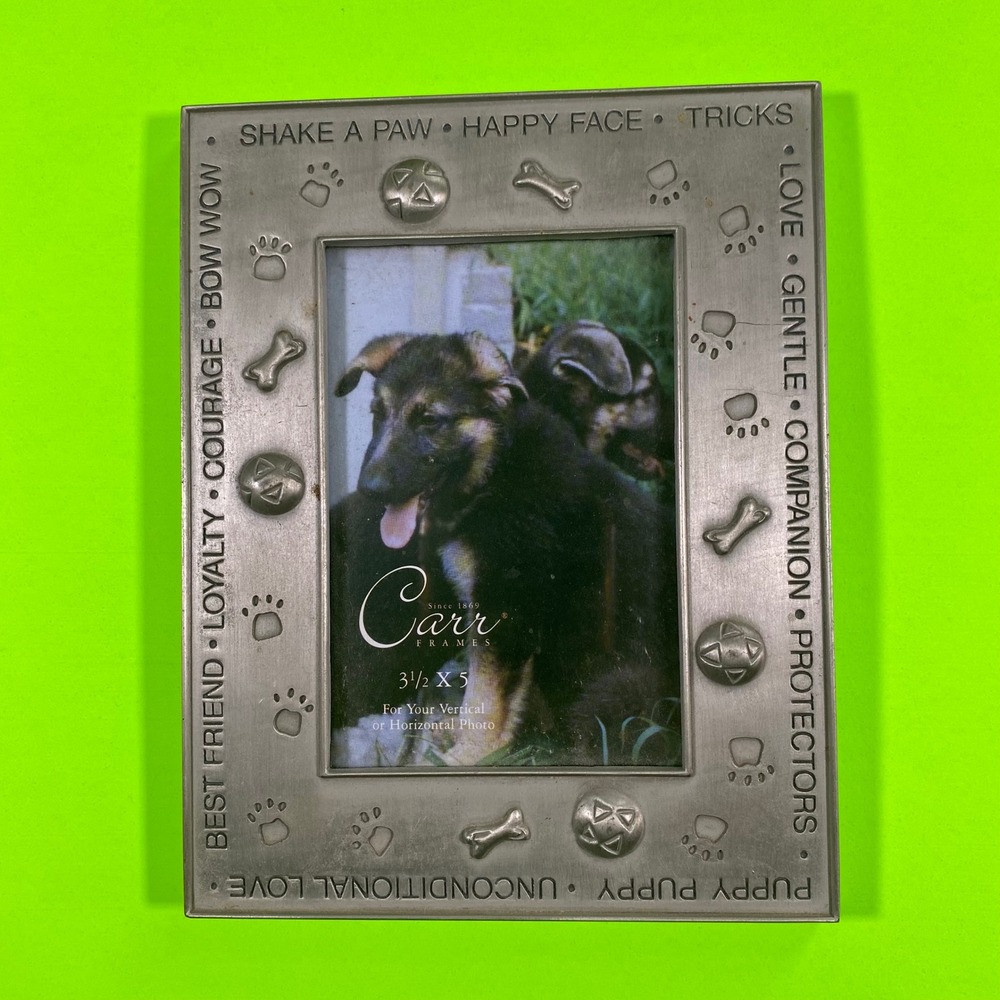 Carr Frames Dog Puppy German Shepherd Photo Frame 3.5x5 Metal‎ Embossed
